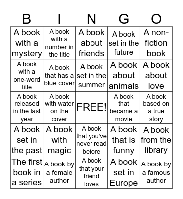 Summer Reading Bingo Card