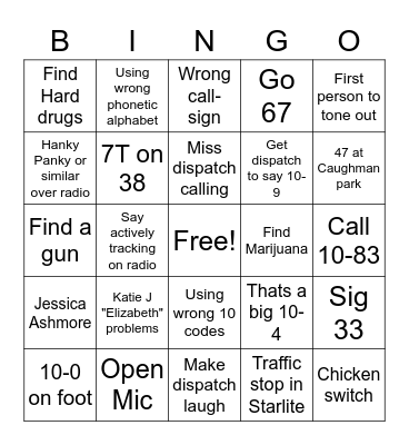 Radio Bingo Card