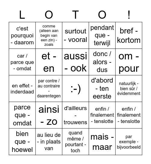 4ma signaalwoorden Bingo Card