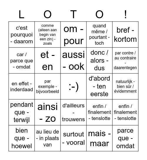 4ma signaalwoorden Bingo Card