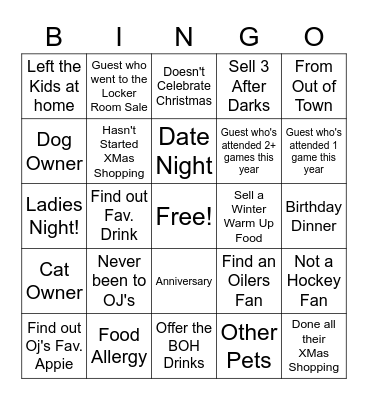 Server Bingo Card
