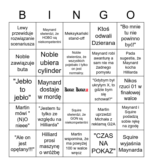 Bingo Baniaka GON #16 (finał) Bingo Card
