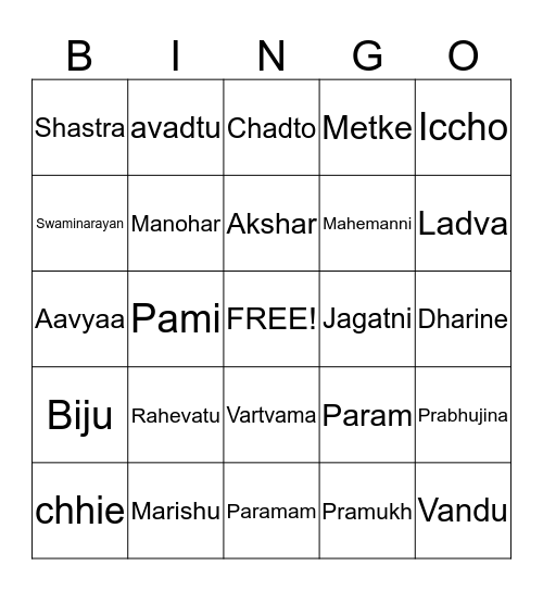 Mukhpath Bingo Card