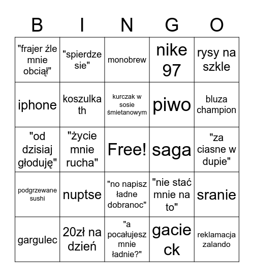 kacperek Bingo Card