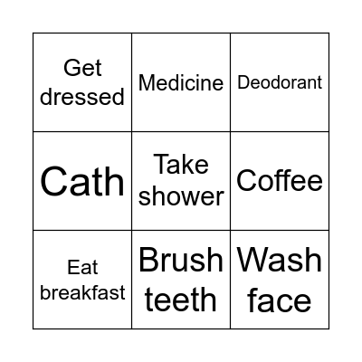 8:30- morning routine Bingo Card