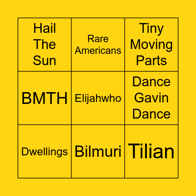 Roth's music picks Bingo Card