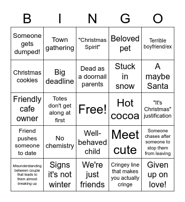 Hallmark Bingo Card