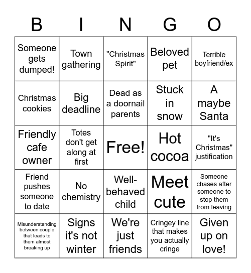 Hallmark Bingo Card