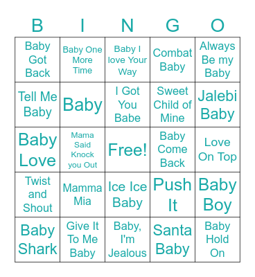 Kiran's Baby Music Bingo Card