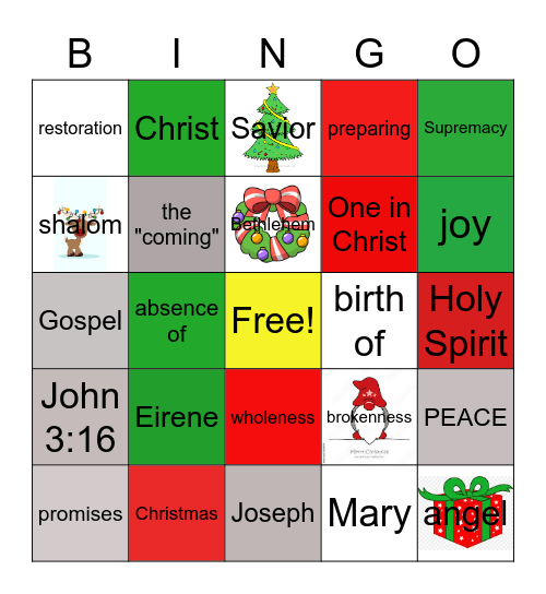 Advent Week 1: PEACE Bingo Card