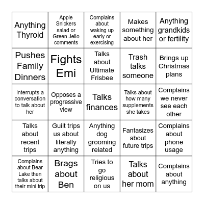 Valliere Thanksgiving 2021 Bingo Card