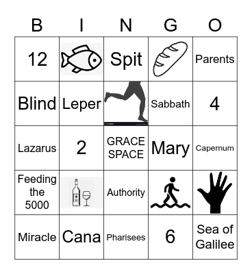 Miracles of Jesus BINGO Card