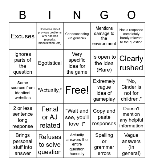 Clark AMA Bingo Card