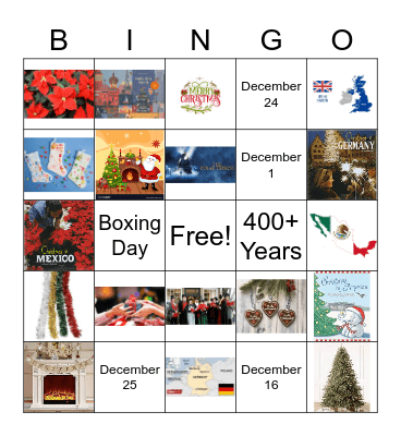 Kindergarten Christmas Bingo Card