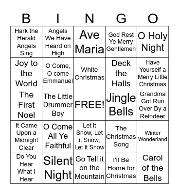 Christmas Music Bingo Card
