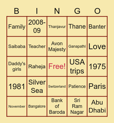 BINGO Card