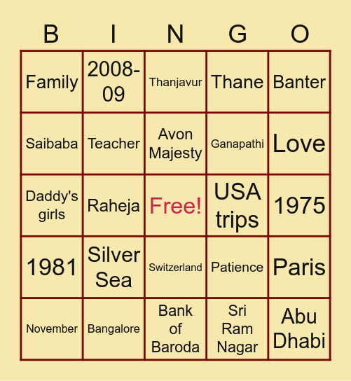 BINGO Card