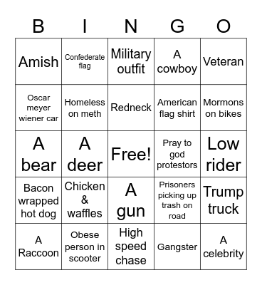 California Bingo Card