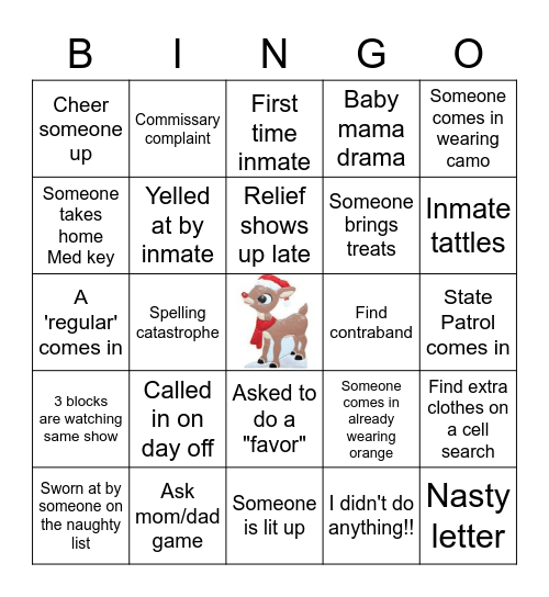 Jail Call Bingo Card