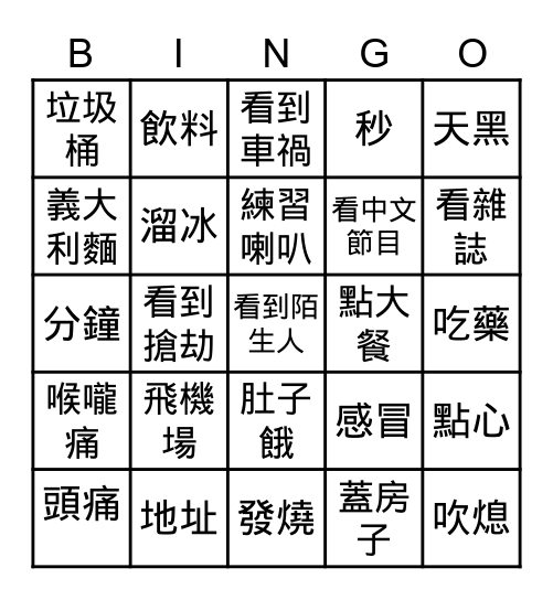 MJ8 VOC TEST Bingo Card