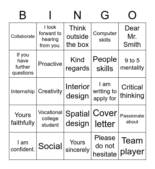 Cover letter Bingo Sint Lucas Bingo Card