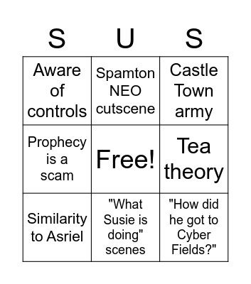 "Ralsei is evil" bingo Card