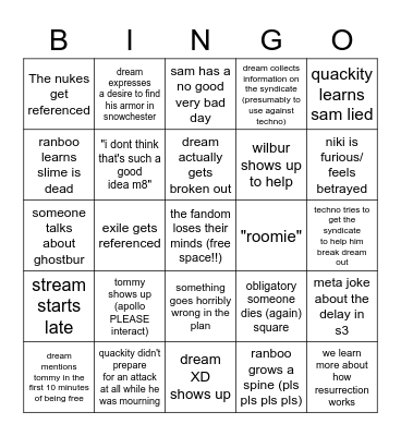 prison break bingo Card