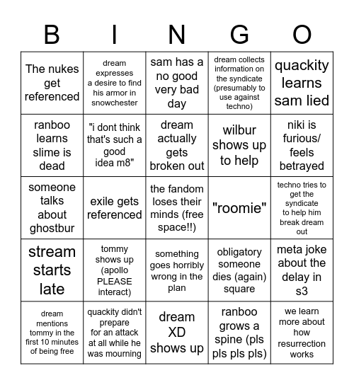 prison break bingo Card