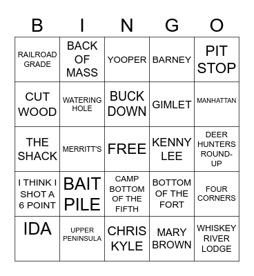 CAMP BINGO Card