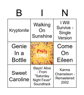 C&C Music Bingo Card