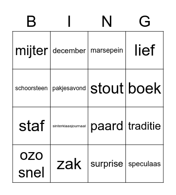Rijmwoorden Bingo Card