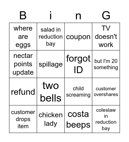 Charlton Hayes Bingo Card