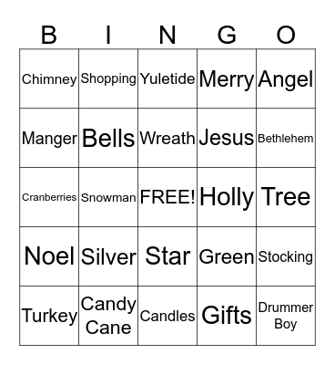 Christmas Bingo Card