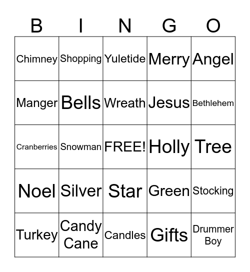 Christmas Bingo Card