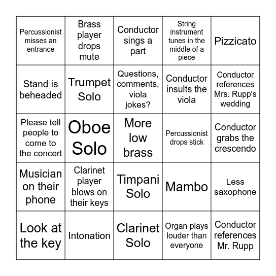 Band Bingo Card