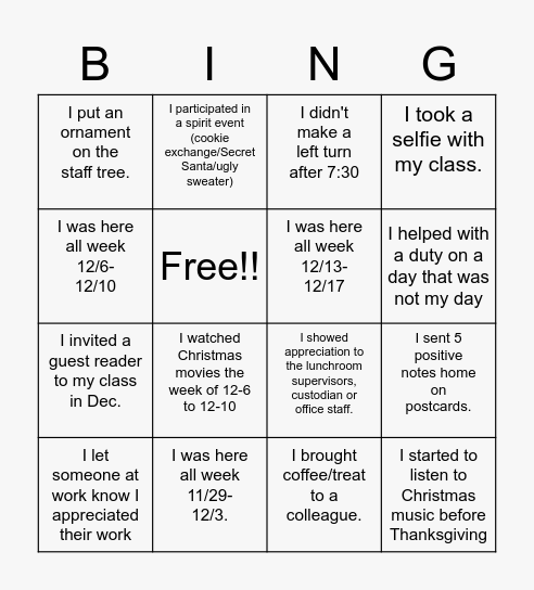 Salinas Staff Bingo Card