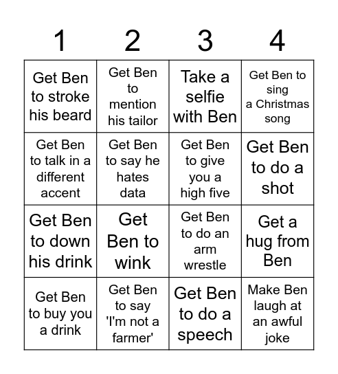 BEN BINGO! Bingo Card