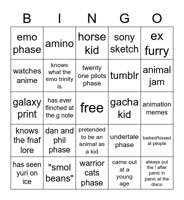weird kid bingo Card