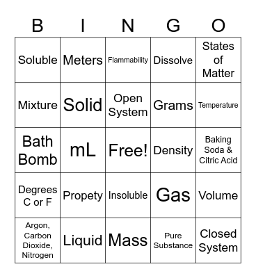 Bath Bomb BINGO Card