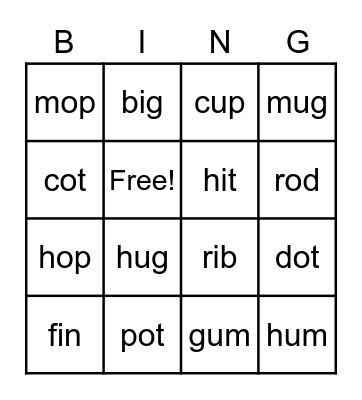Oxford phonics world 2 Units 4-8 Bingo Card
