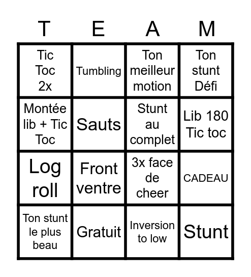 CHEER-Open Bingo Card