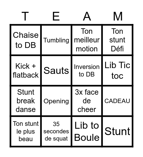 CHEER-Benji Bingo Card