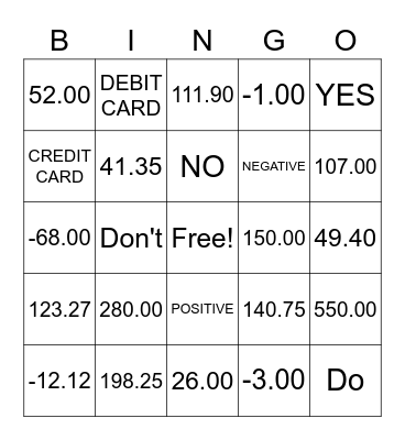 MONEY -CLASS 4 Bingo Card