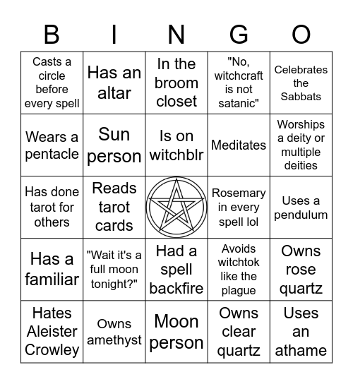 Witch Bingo Card