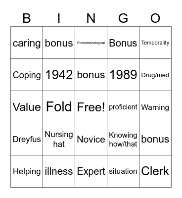 BENNER BINGO Card