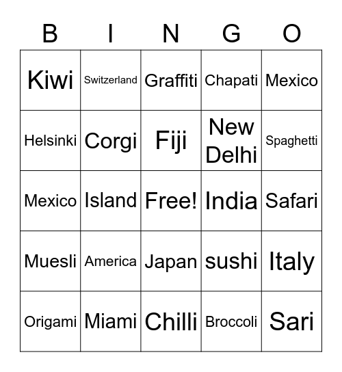 Baker Bingo Card