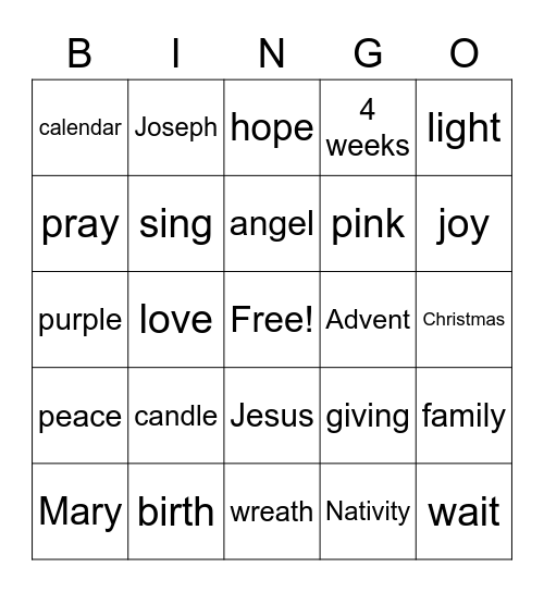 Advent Bingo Card