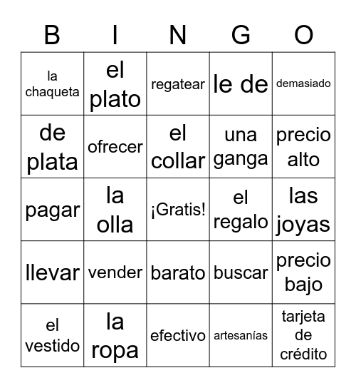 En El Mercado Bingo Card