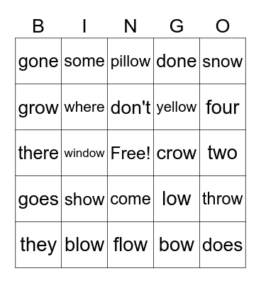 OW Bingo Board Bingo Card