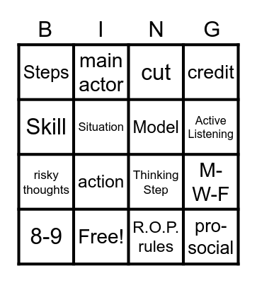 T4C Bingo Card